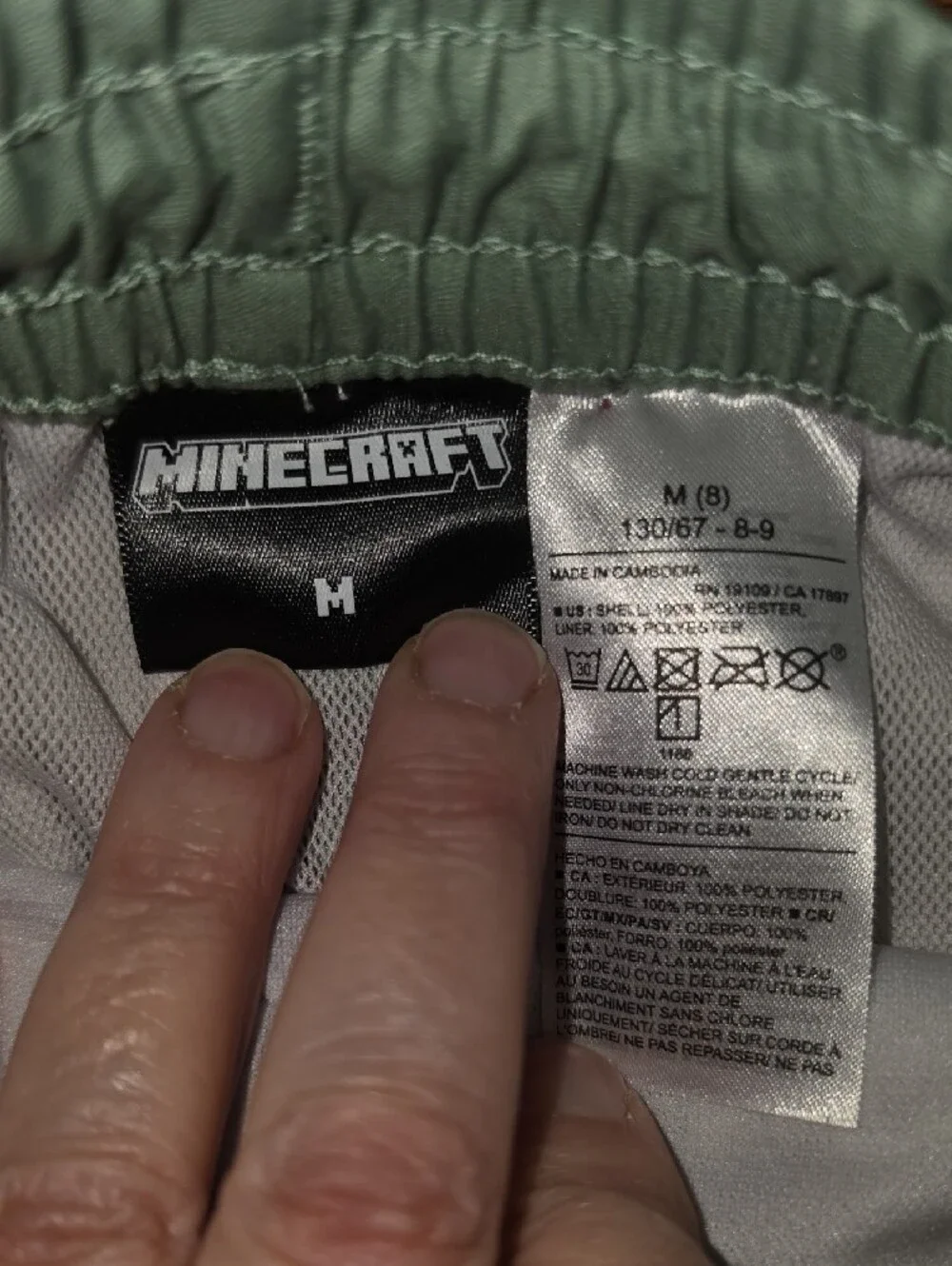 Minecraft Boys' Creeper & TNT Swim Trunks - Green & Red